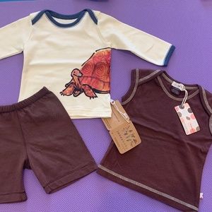 Babysoy Gift Set - Janey Baby Tortoise Shirt/Shorts/Sleeveless Tank 3-6 mnths